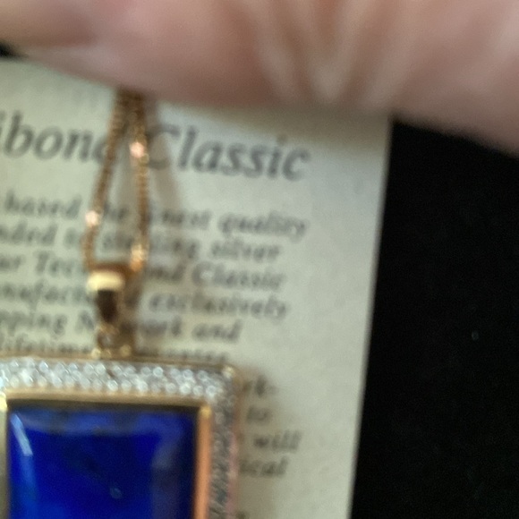 Lapis pendant w/chain by Technibond 18Kt gold bonded to Sterling Silver New - Picture 4 of 8